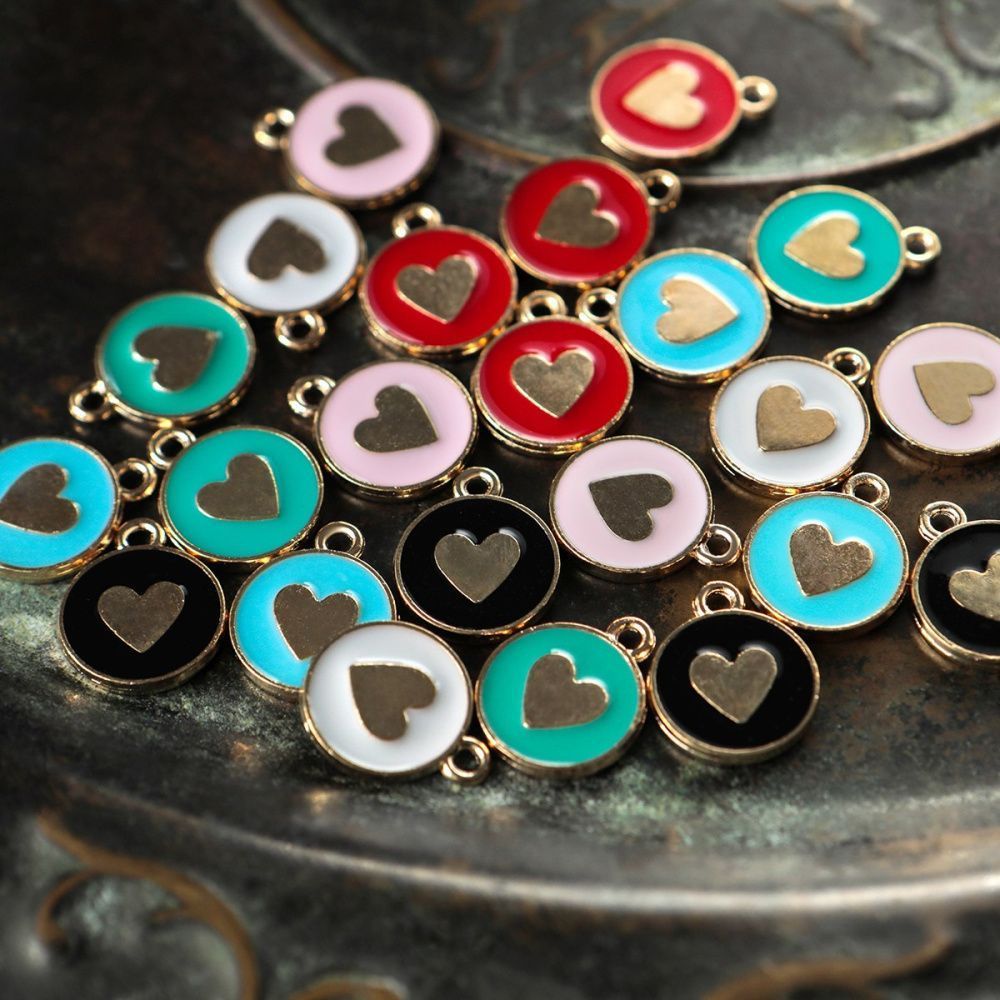 подвеска металлическая "бланк-харт", эмаль, цветовой микс, 16x13x2 мм