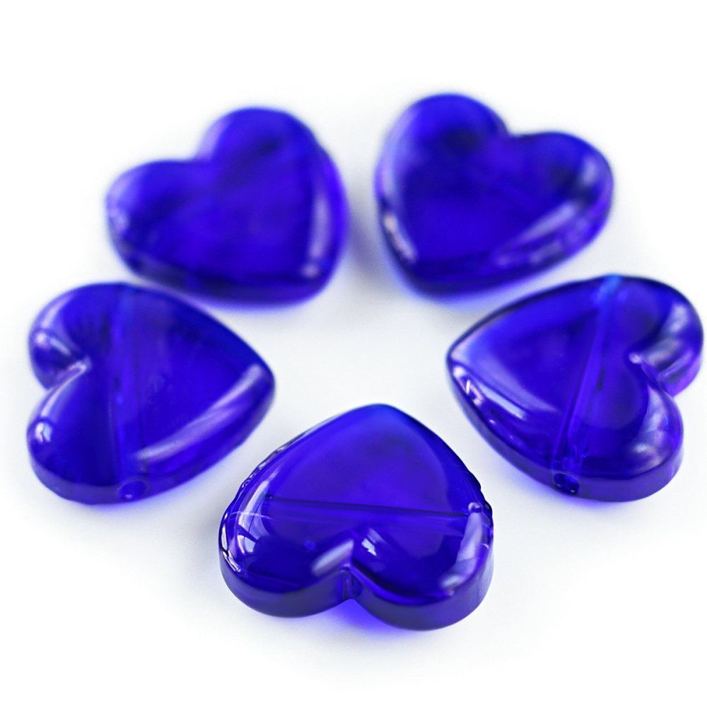 бусина, лэмпворк "сердце", стекло, цвет синий, 20x20x7 мм