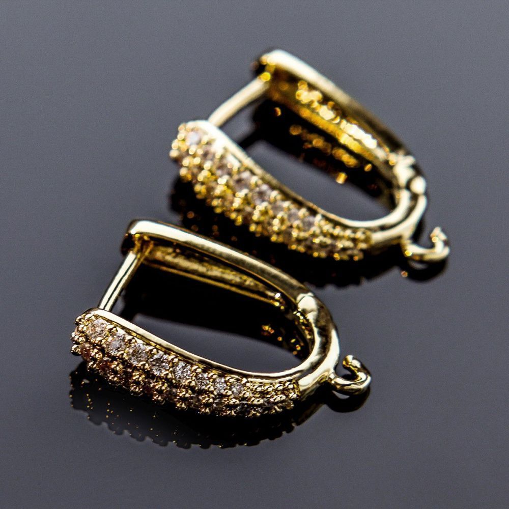 швензы "ноеми", с цирконием, позолоченные, 19.5x14x4.5 мм 