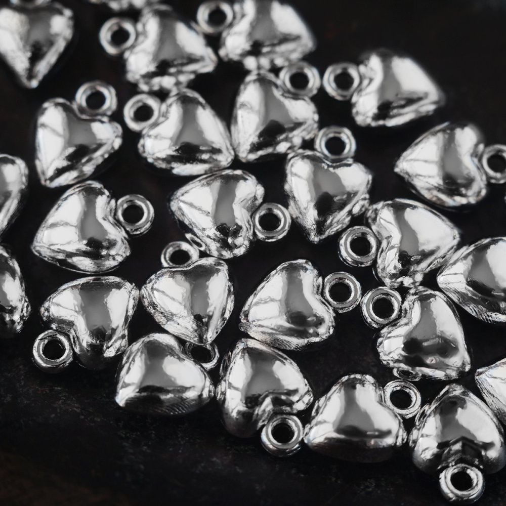 подвеска металл "сердце 3д", цвет античное серебро, 10x7x5 мм