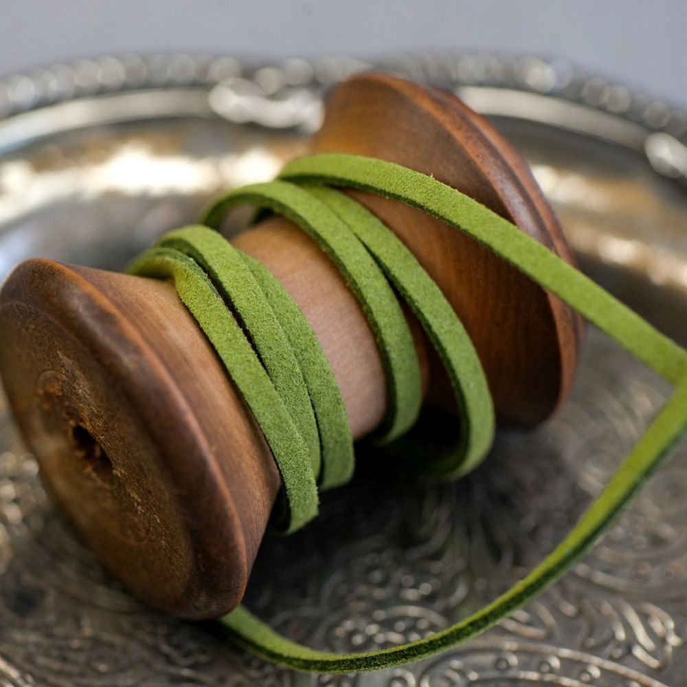 шнур из искусственной замши, светло-зеленый, 3х1.5 мм