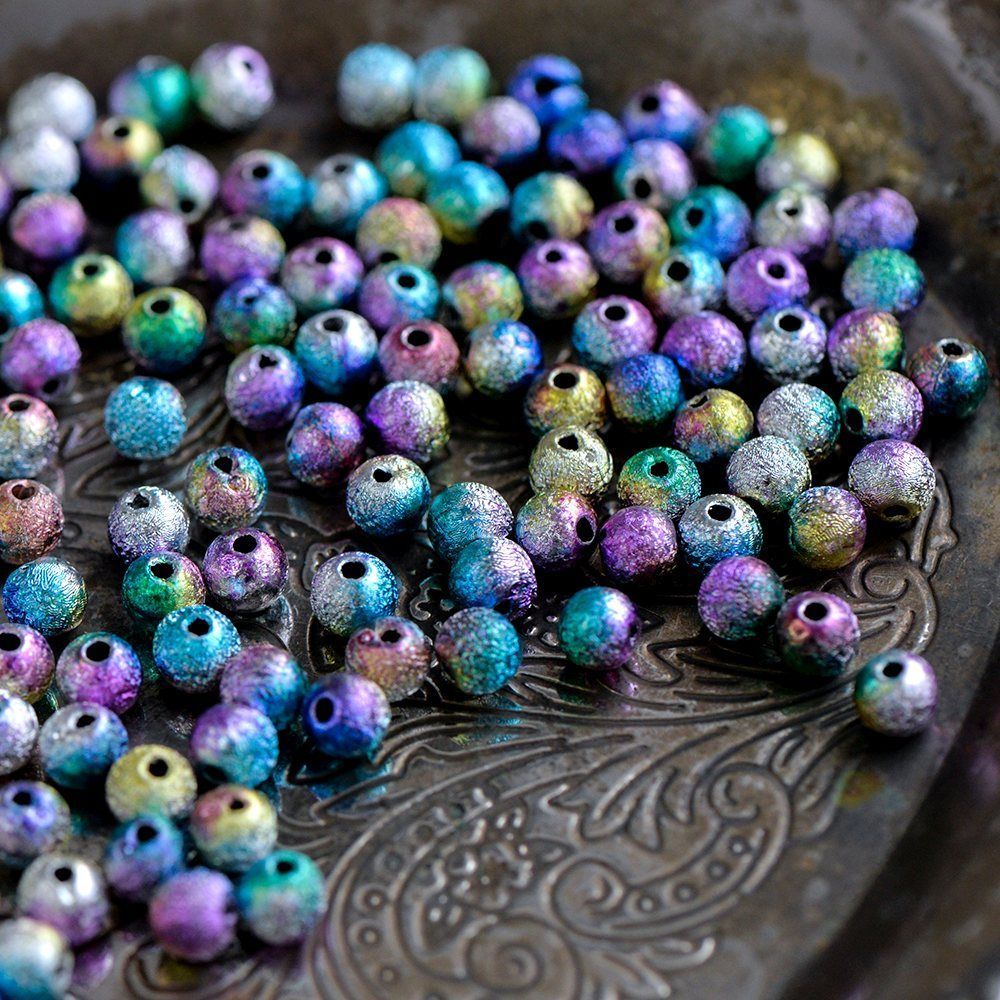 бусина, акрил "бензин", цветовой микс бензиновый, 6 мм