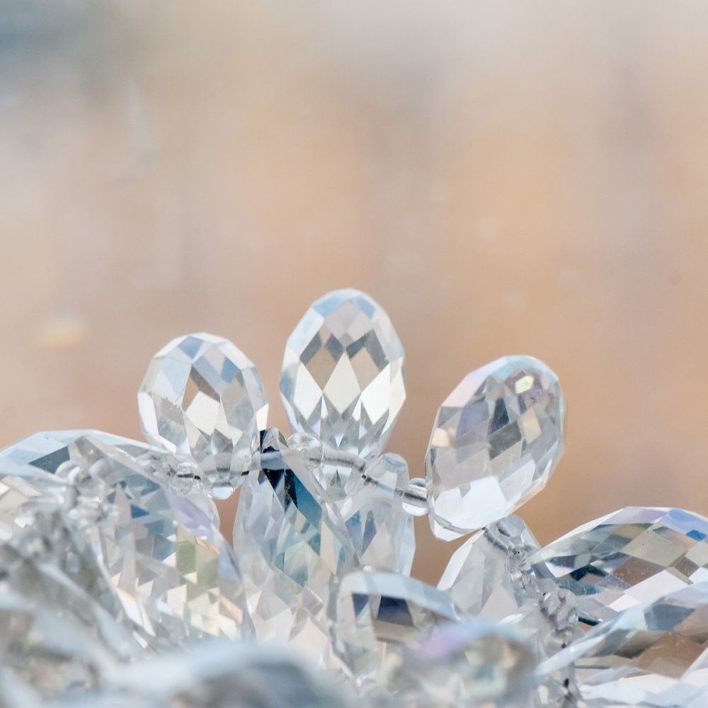 бусина "капля", граненая, стекло, цвет прозрачный, 20х10 мм