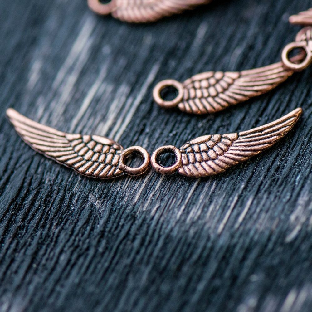 подвеска металлическая "крылышко", цвет красная медь, 16х5х1 мм