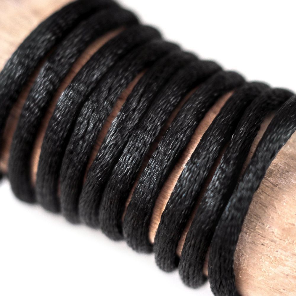 шнур атласный, цвет черный, 2 мм, мот 20 м