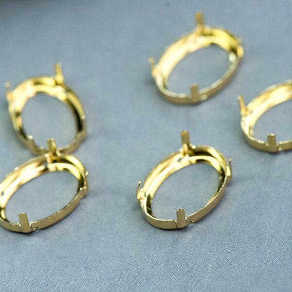 цапы для стразов овальные, открытые, цвет золото, 25х18 мм