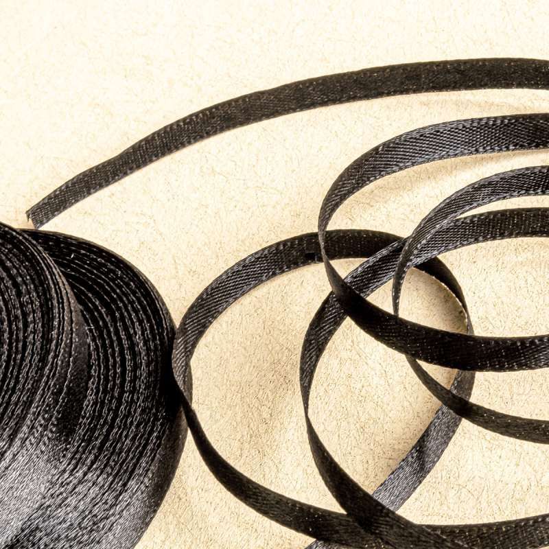 лента, атлас, цвет черный, ширина 6 мм ленты