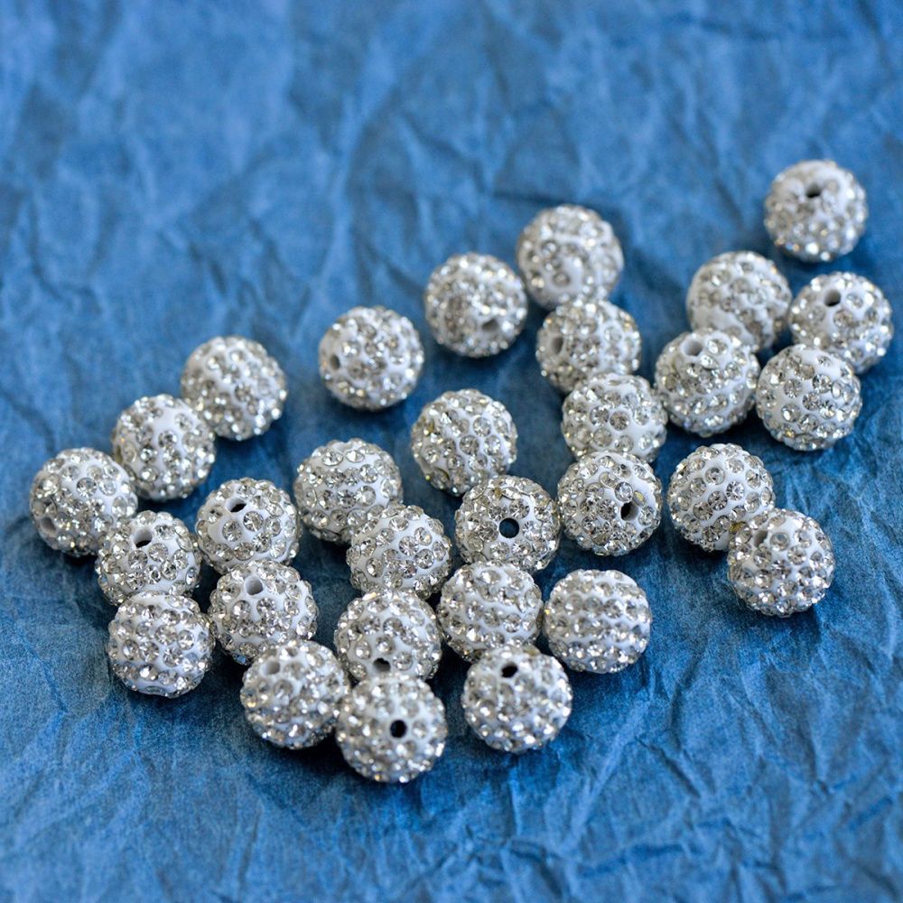 бусина "шамбала" 10, цвет белый, 10 мм