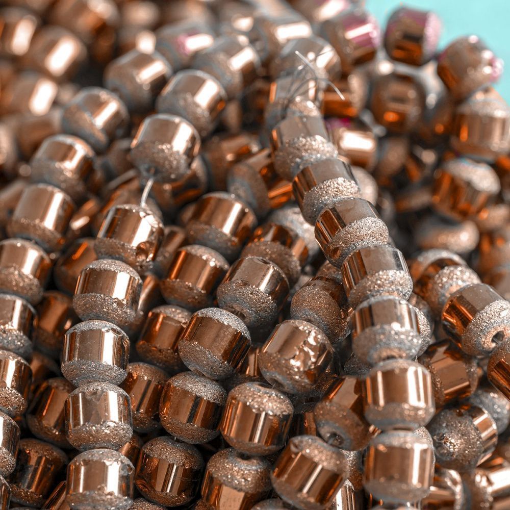 бусина, стекло 8, цвет медный металлик, 8 мм