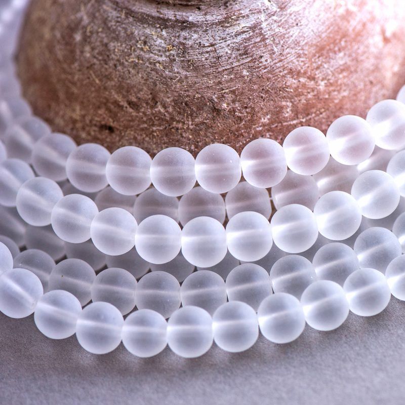 бусина, стекло 10, матовая, цвет белый, 10 мм