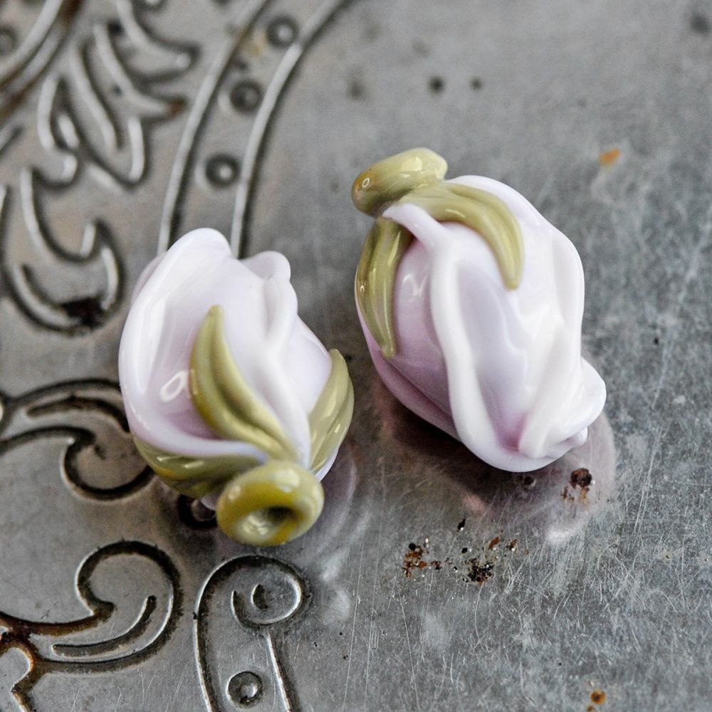 бусина, мурано "розовый бутон", светло-розовый, 15-16х10-11 мм