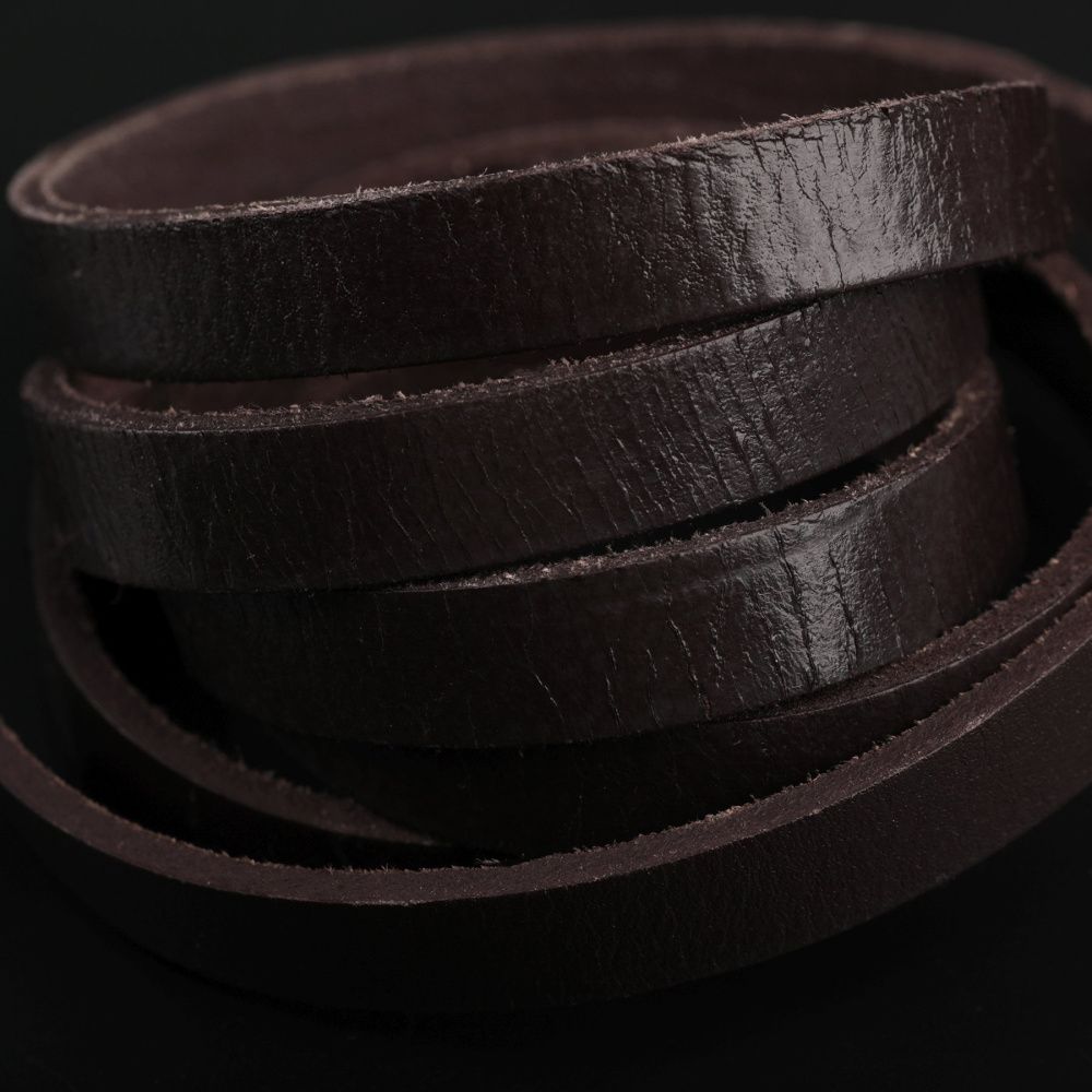 шнур кожаный, плоский, цвет коричневый, 10х2.5 мм