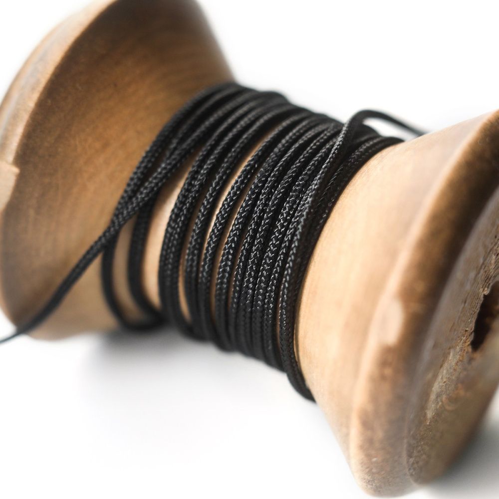 шнур, полиэстер, цвет черный, 1 мм  