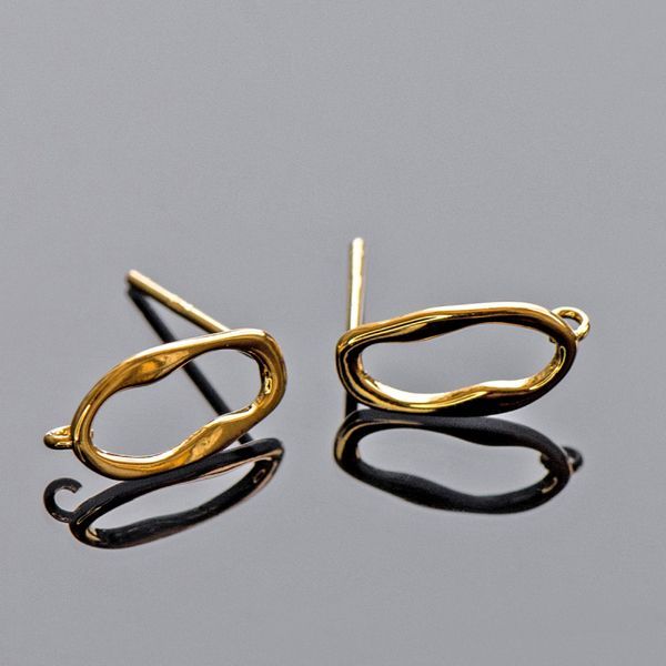 пуссеты "овал", позолоченные, 12x6 мм