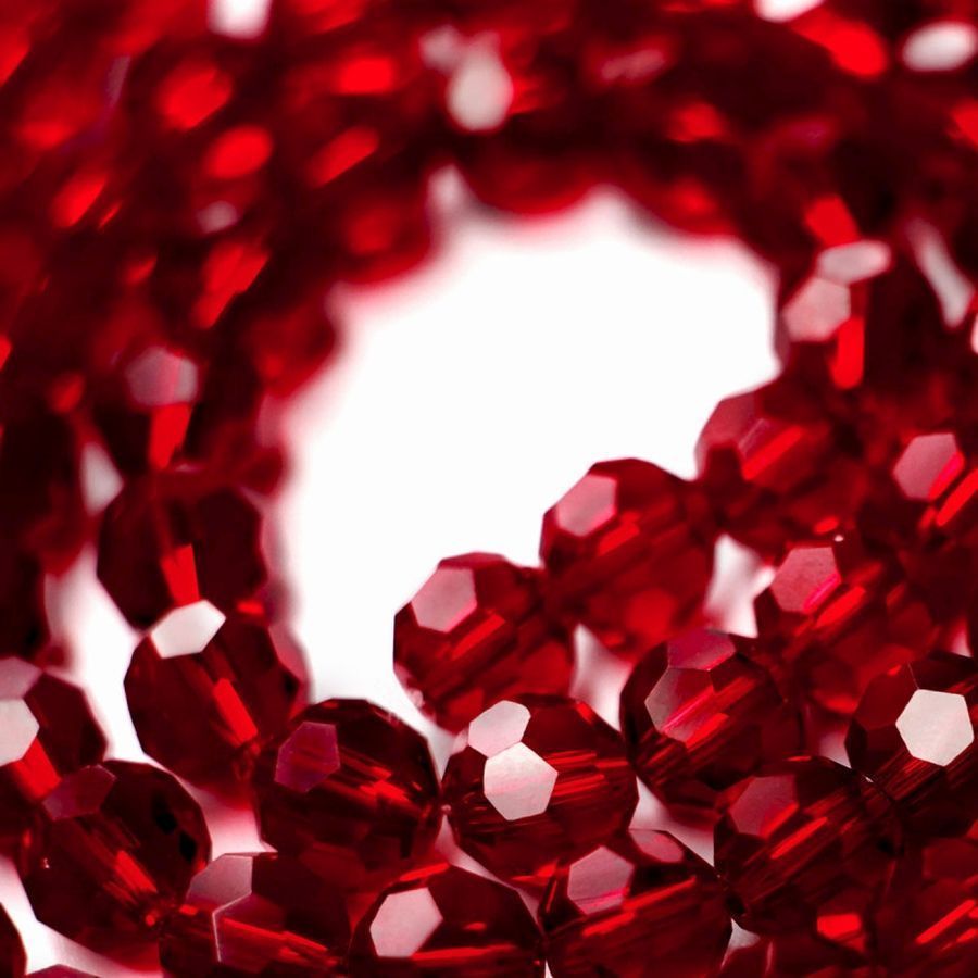 бусина, стекло 8, граненая, цвет бордовый, 8 мм