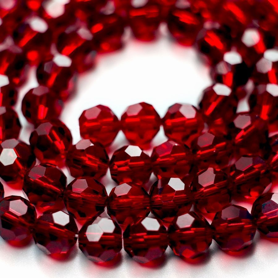 бусина, стекло 8, граненая, цвет бордовый, 8 мм