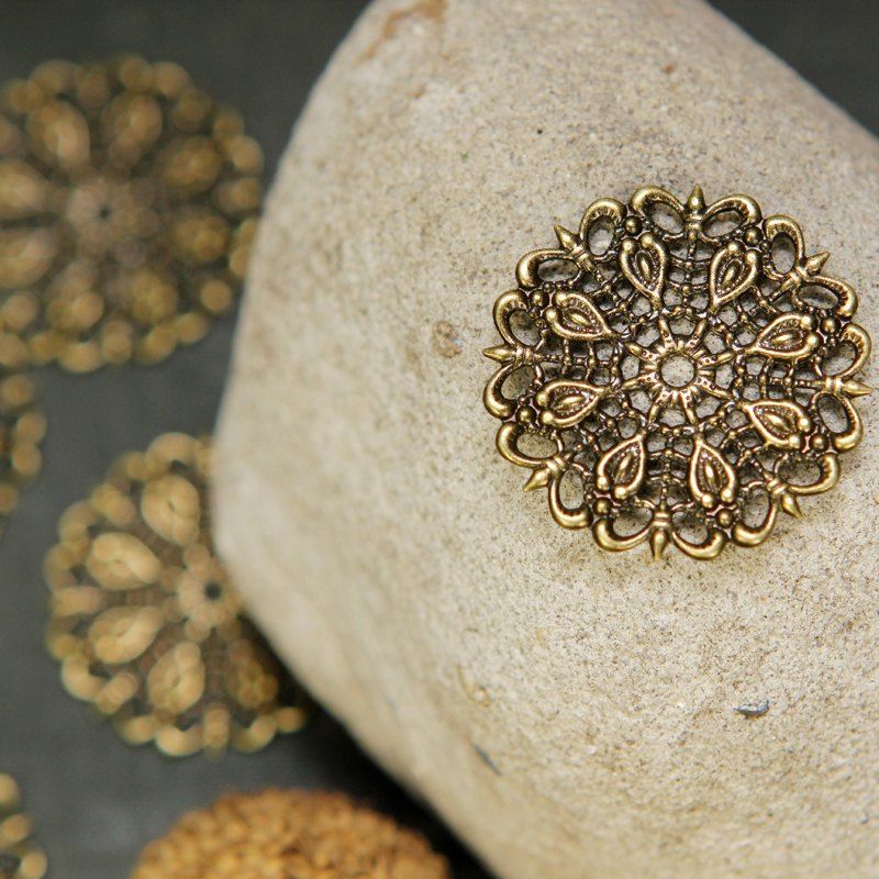 коннектор "филигрань салфетка", цвет античная бронза, 25х1х2 мм