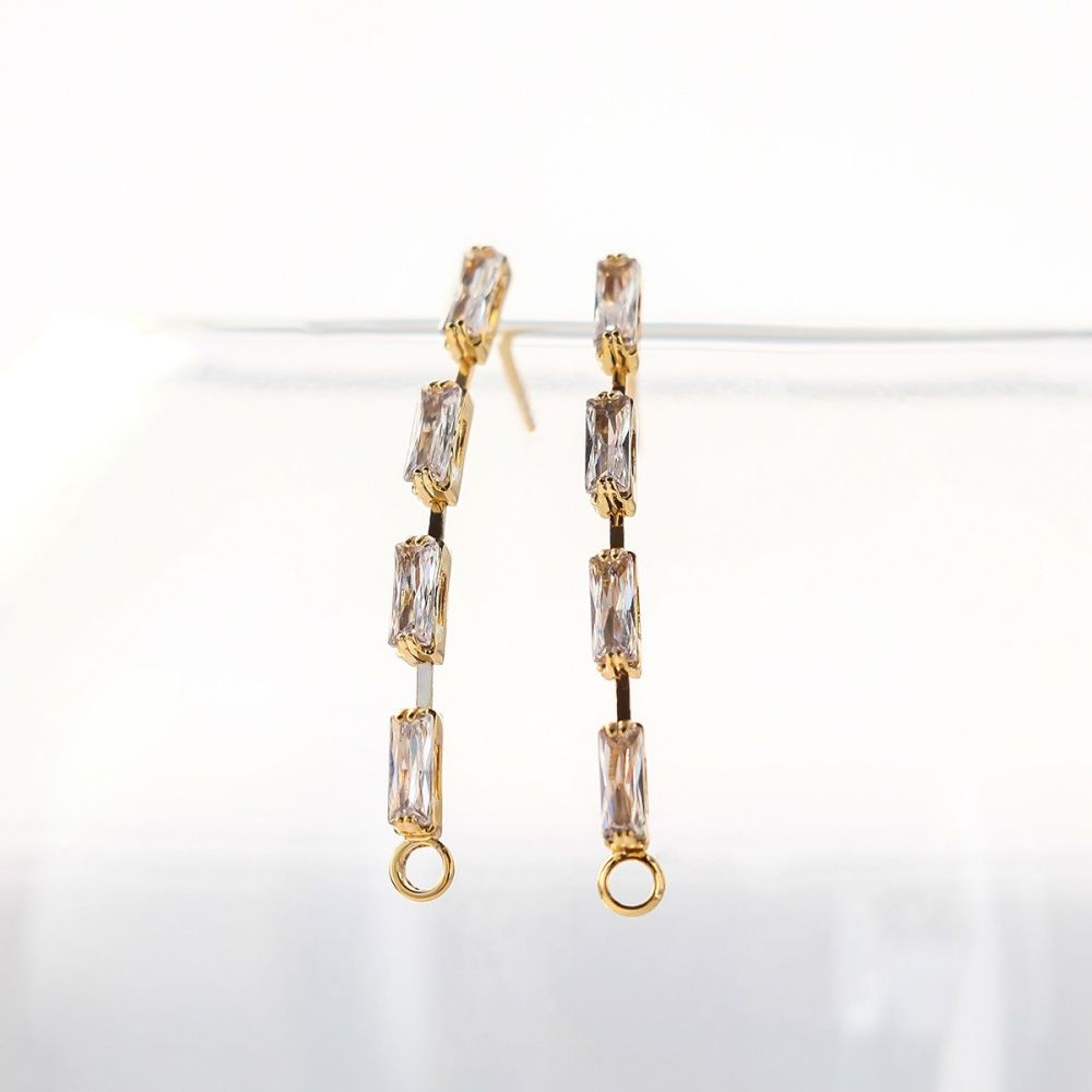 пуссеты "гэлакси", с цирконием, позолоченные, 32.5x2 мм 