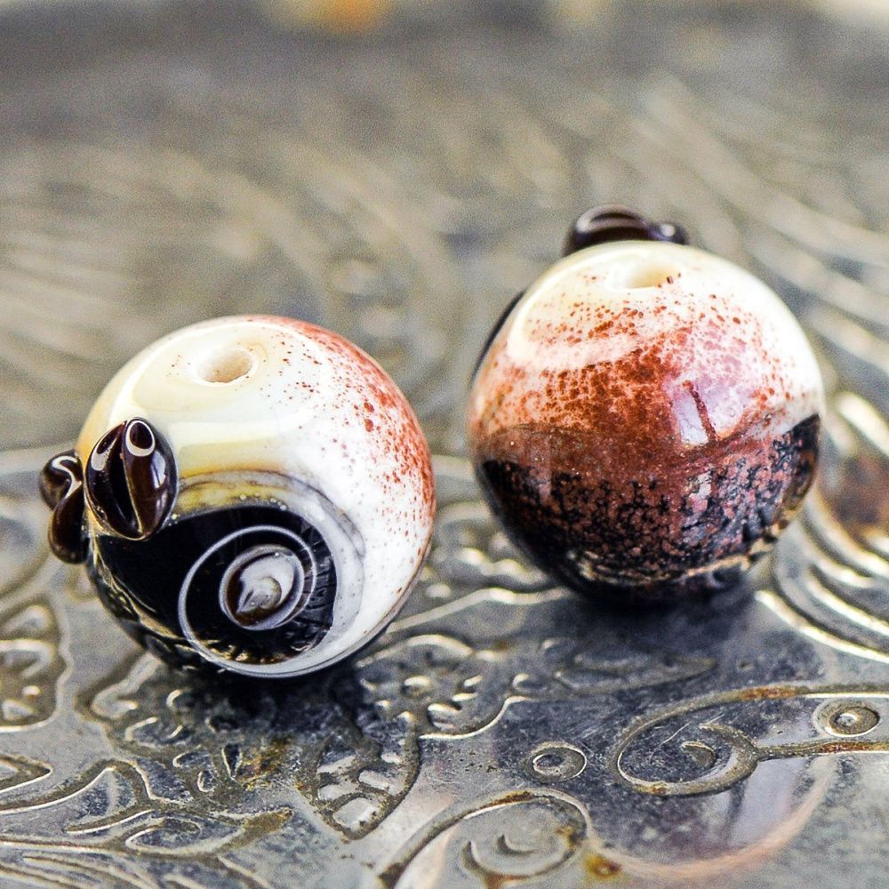 бусина, мурано "тирамису", круглая,14-15 мм