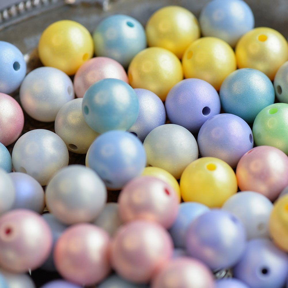 бусина, имитация жемчуга "пудра", акрил, цветовой микс, 16 мм