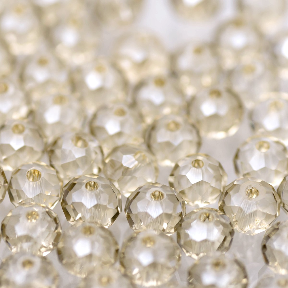 бусина, стекло абакус 12, граненая, цвет шампанского, 12х8 мм