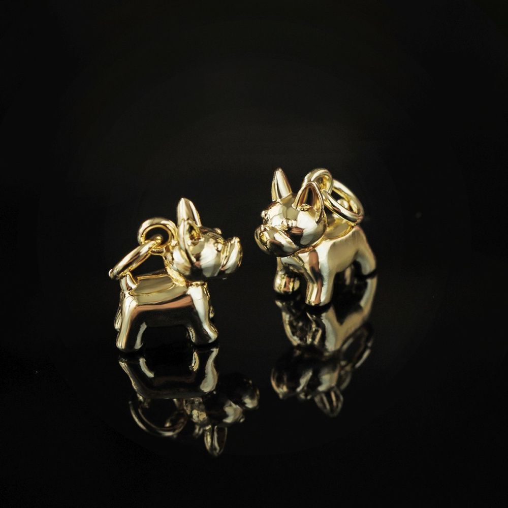 подвеска металл "бульдог", позолота, 10.5x5.5x10 мм