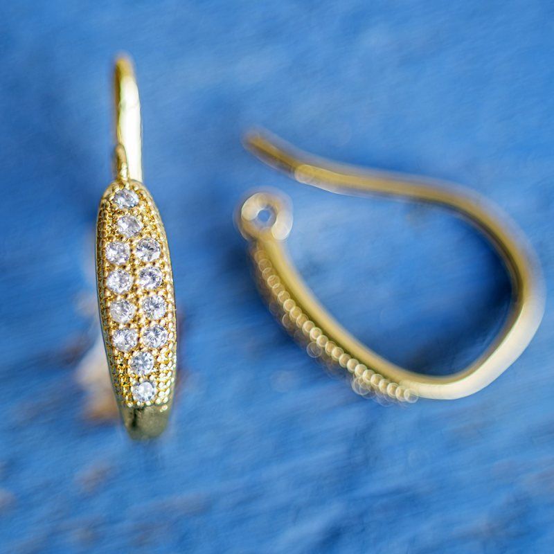 швензы "ванда", с цирконием, цвет золото, 15x9x3 мм 