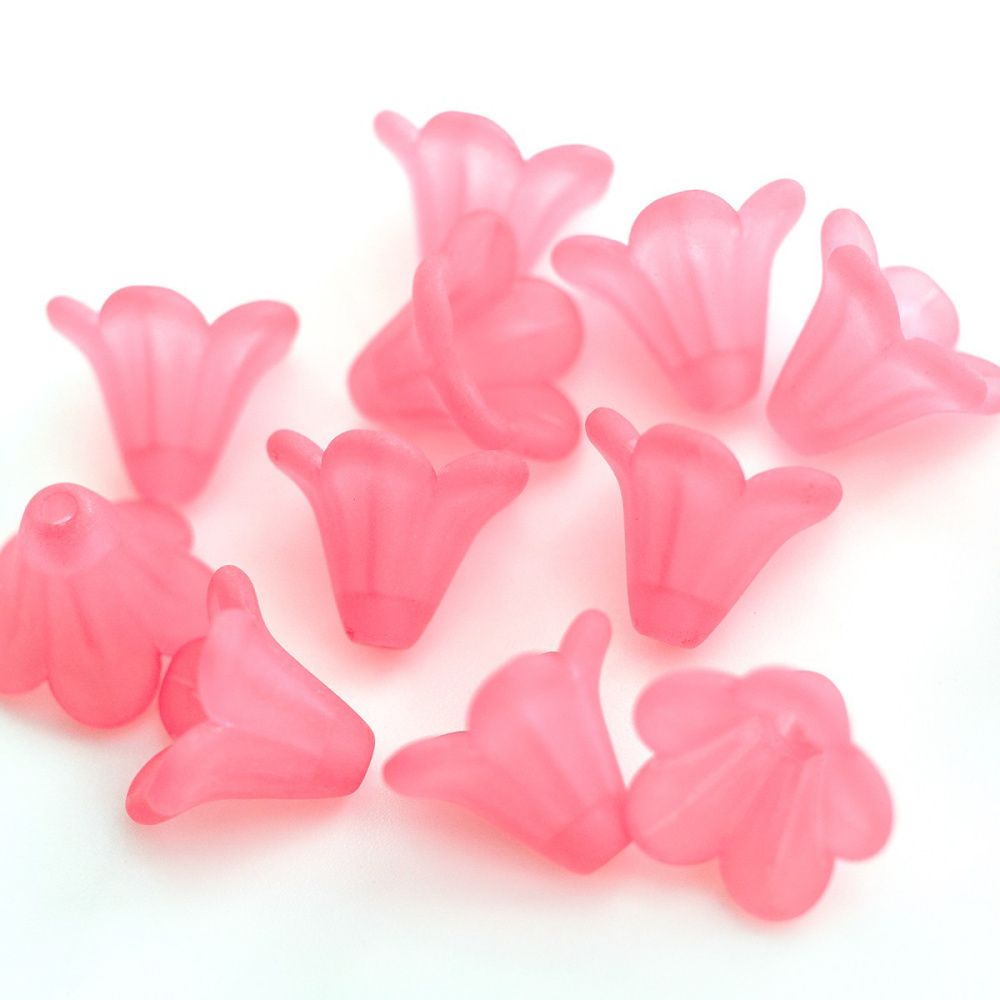 бусина, акрил "колокольчик", матовая, цвет розовый, 14x10 мм