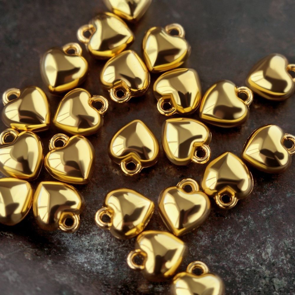 подвеска металл "сердечко 3д", цвет золото, 8x7x4.5 мм