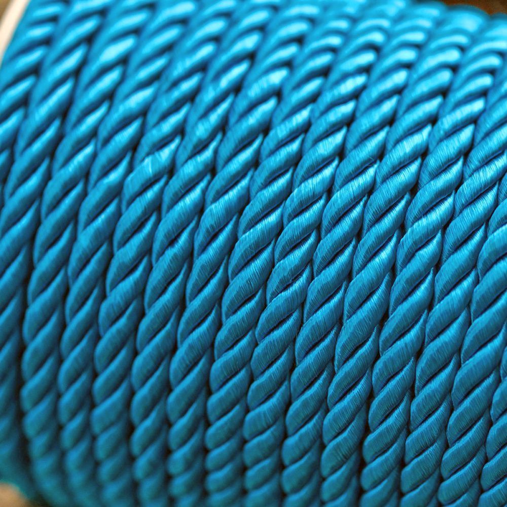 шнур витой из нейлона, цвет ярко-голубой, 5 мм