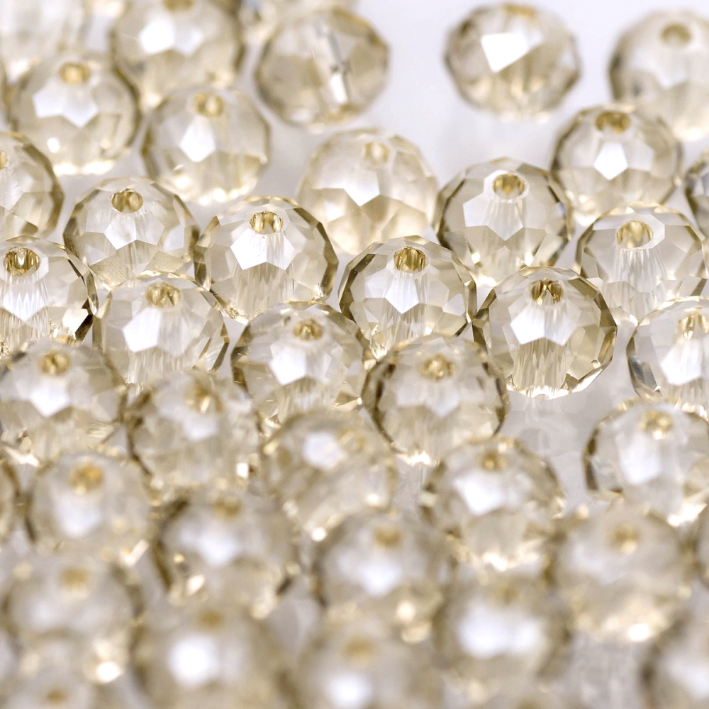 бусина, стекло абакус 12, граненая, цвет шампанского, 12х8 мм