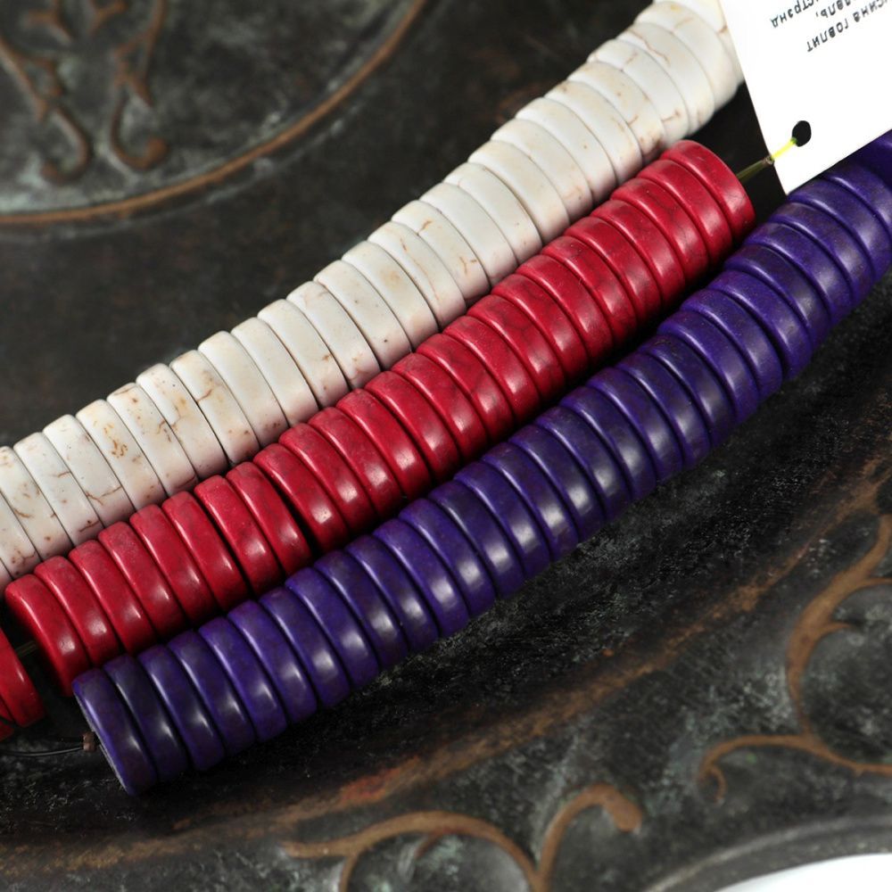 бусина говлит синтетический "хейши", рондель, цветовой микс, 12х3 мм