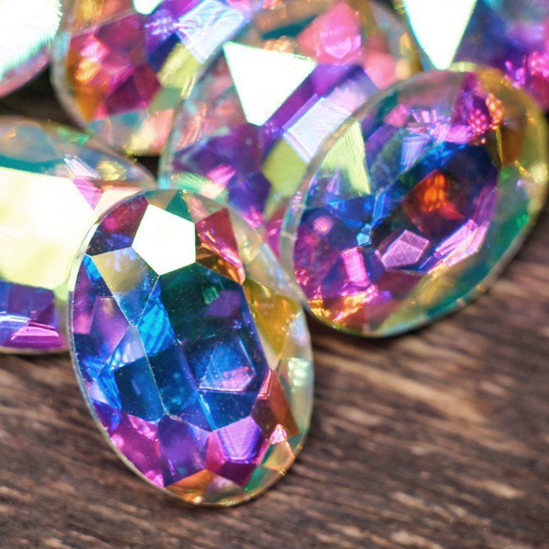 кабошон стекло кристалл, овальный, цвет cristal ab, 18х13 мм