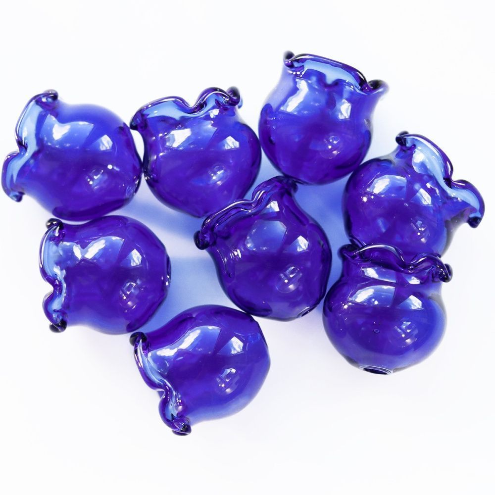 бусина, лэмпворк "колокольчик", синий, 16х15 мм