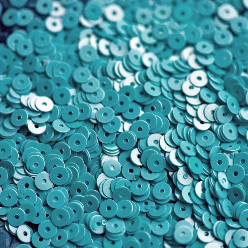 пайетки плоские, бирюзовый светлый, 4 мм