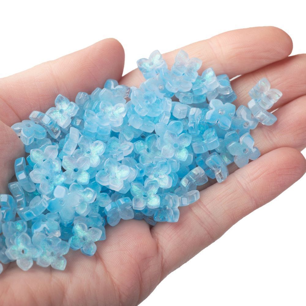 бусина "вероника", стекло, цвет голубой, 10x10x3.5 мм