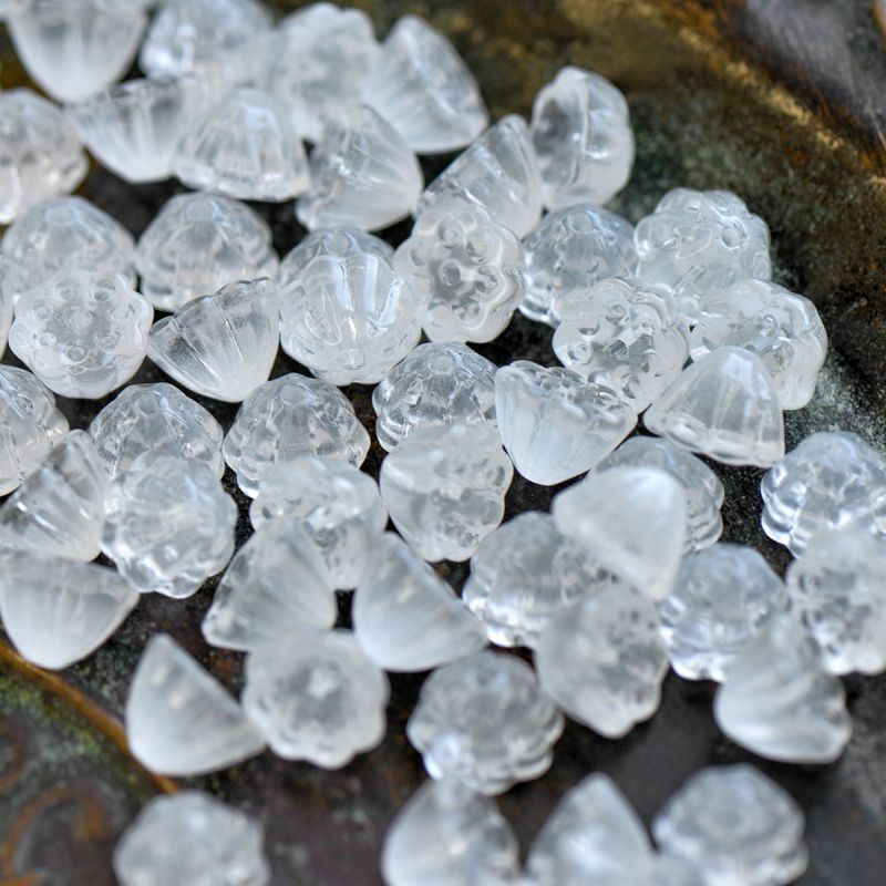 бусина "бутон лотоса", стекло, цвет прозрачный, 11x10.5x8 мм