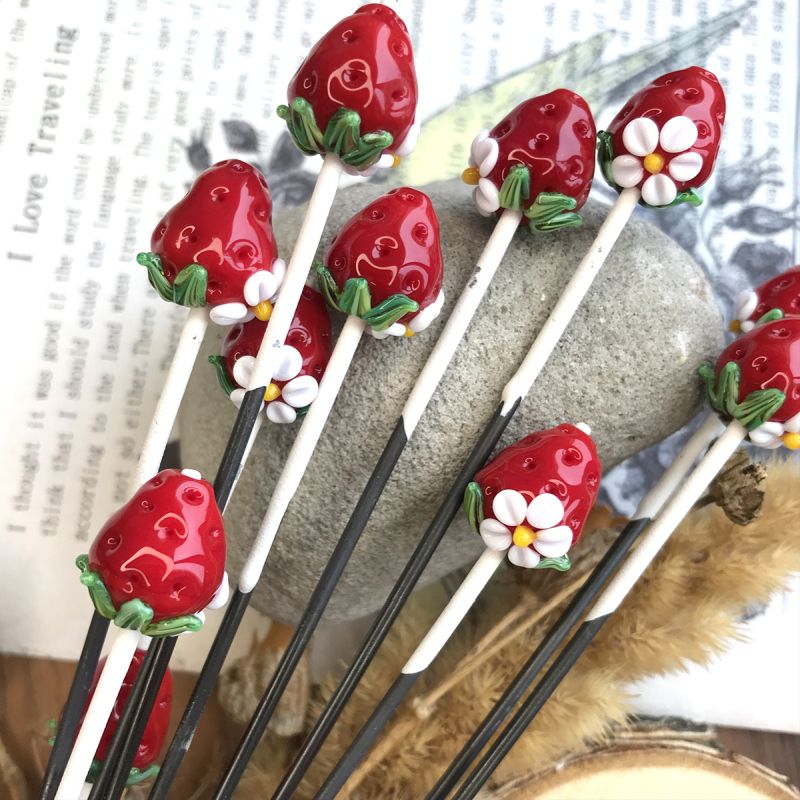 бусина, мурано "клубничка", красный, 15х14 мм