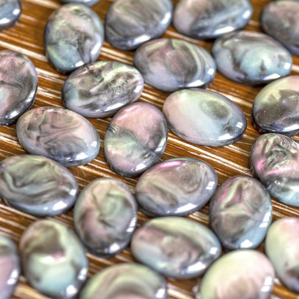 кабошон из смолы, имитация ракушки, цвет черно-зеленый, 14х10 мм