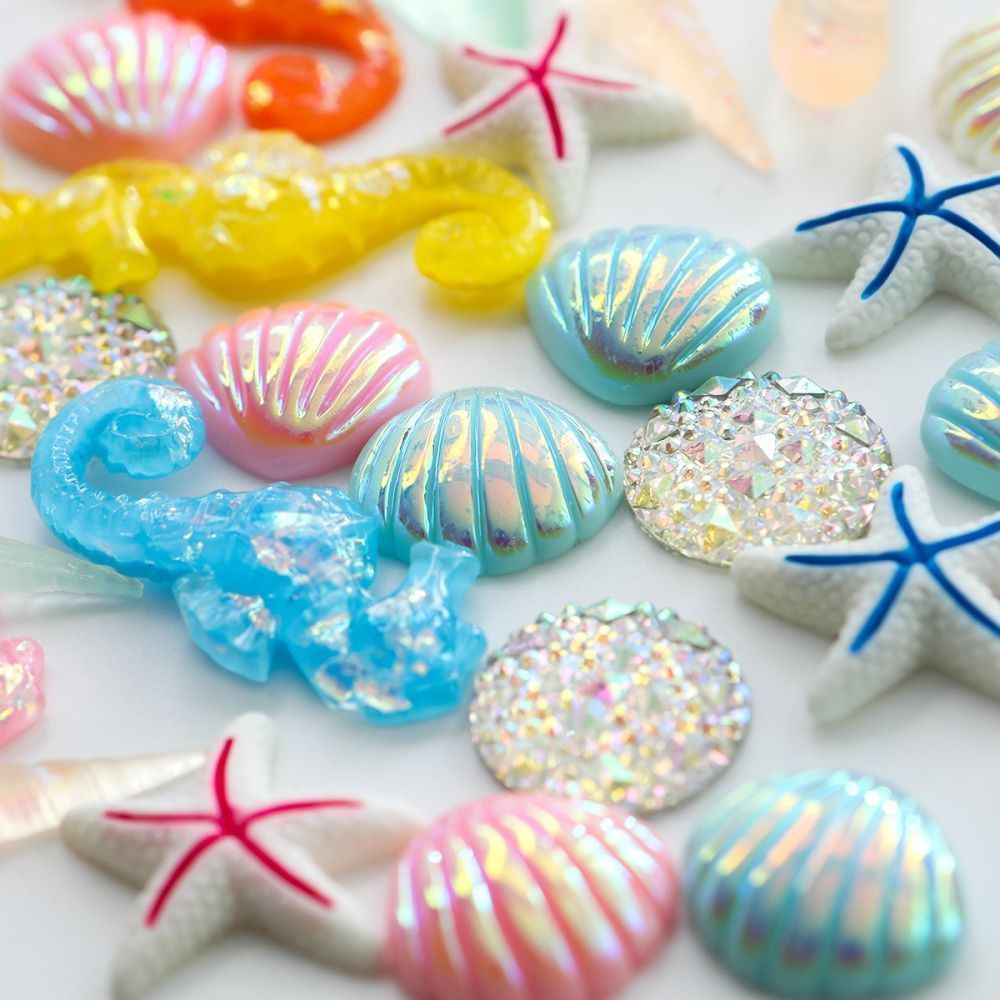 кабошон из смолы "морское дно", цветовой и размерный микс