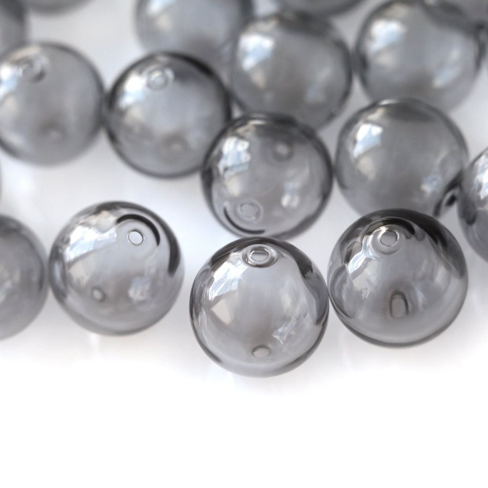 бусина, лэмпворк "шар", серый, 14 мм