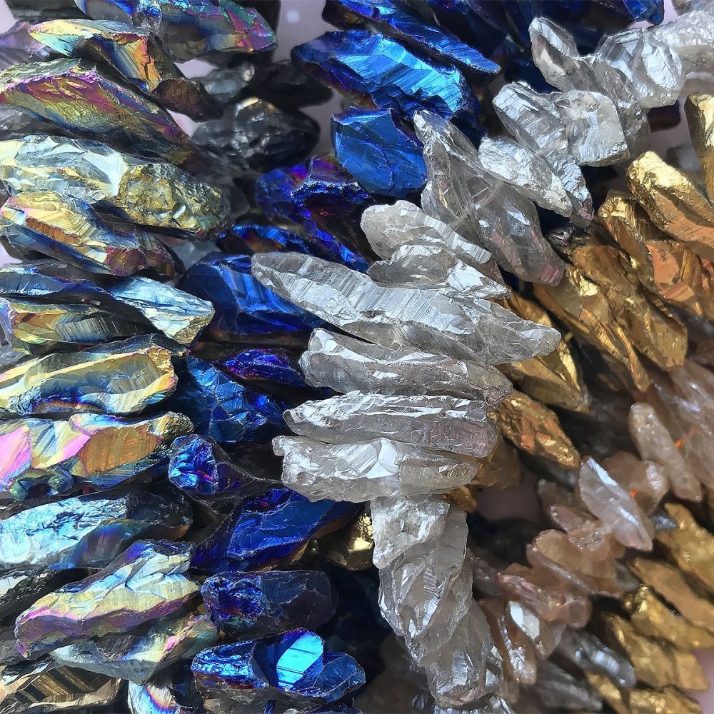 бусина горный хрусталь, осколки, цветовой микс, 13-50x8-18x5-10 мм (уп.20г.)