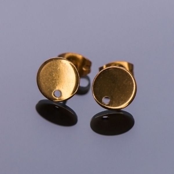 пуссеты "ронд", 304 stainless steel, цвет золото, 8х1х0.8 мм