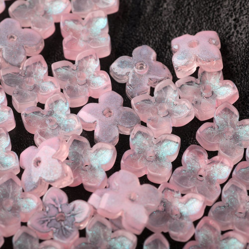 бусина "вероника", стекло, цвет св.розовый, 10x10x3.5 мм