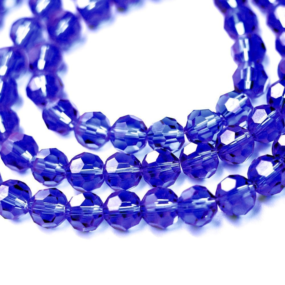 бусина, стекло 6, граненая, цвет синий, 6 мм