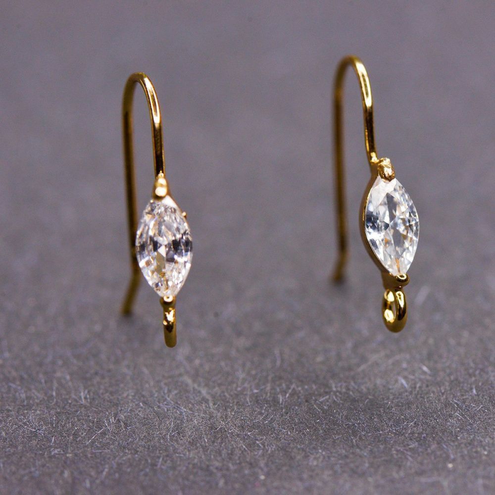 швензы "оливия", с цирконием, позолоченные, 18x4 мм 