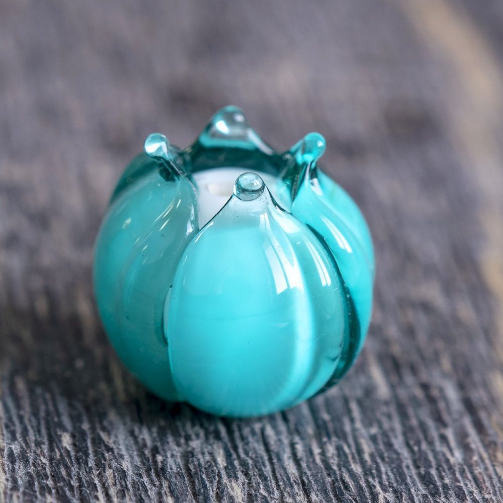 бусина, мурано "бутончик", светло-изумрудный, 13х12 мм