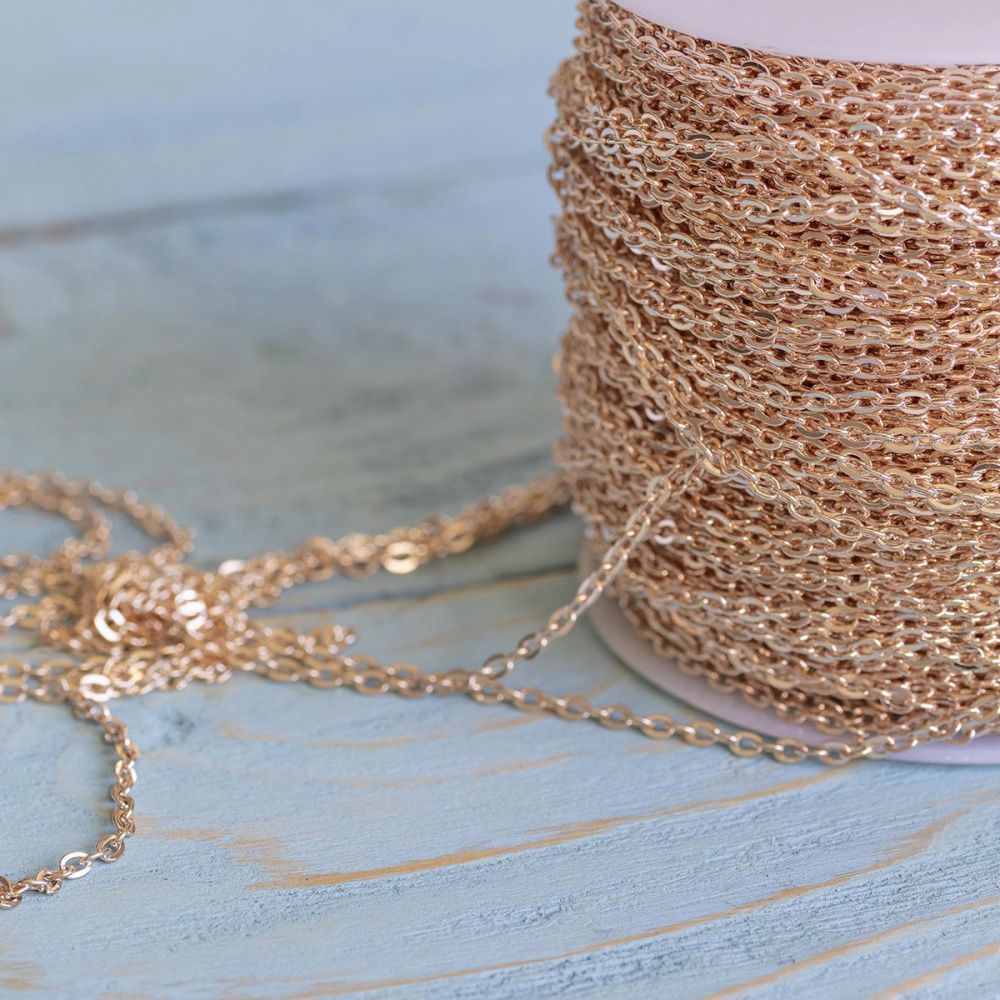 цепочка "овал", цвет розовое золото, звено 3х2х0,5 мм