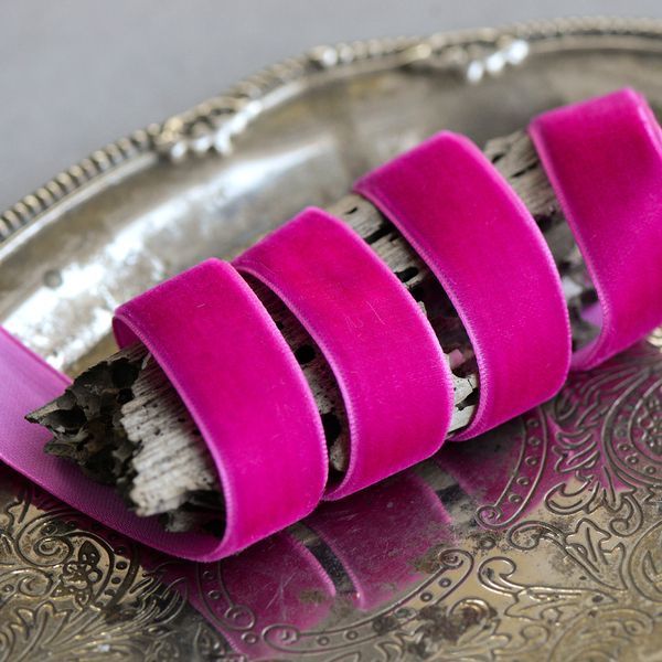 лента, бархат, цвет фуксия темная, ширина 19 мм ленты