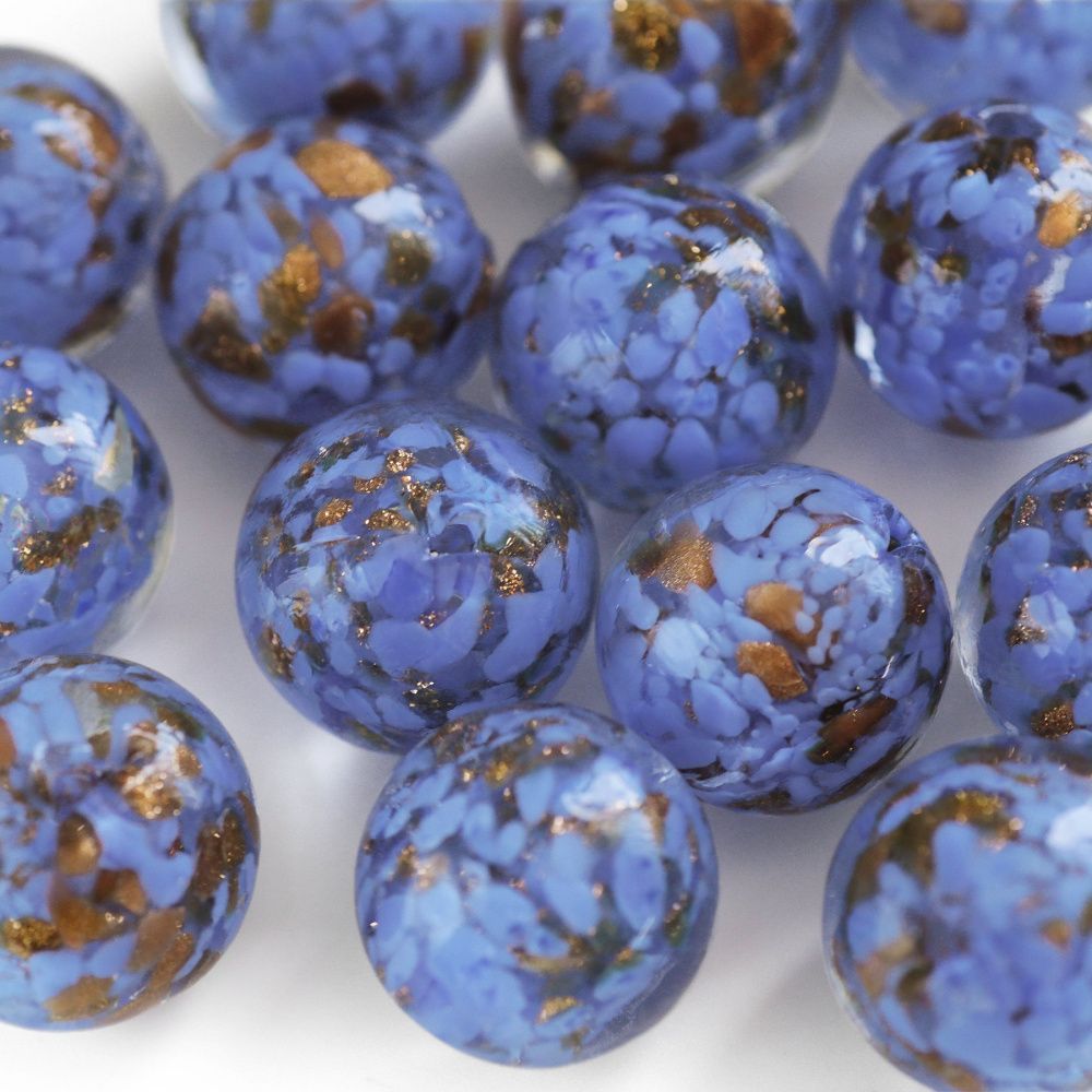 бусина, лэмпворк "росинки", стекло, цвет васильковый, 20x19 мм